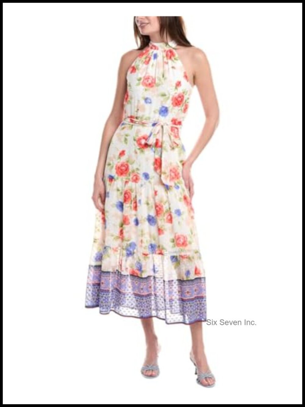 Anne Klein Halter Neck Patio Dress Sleeveless Knee-Length Pull On Casual